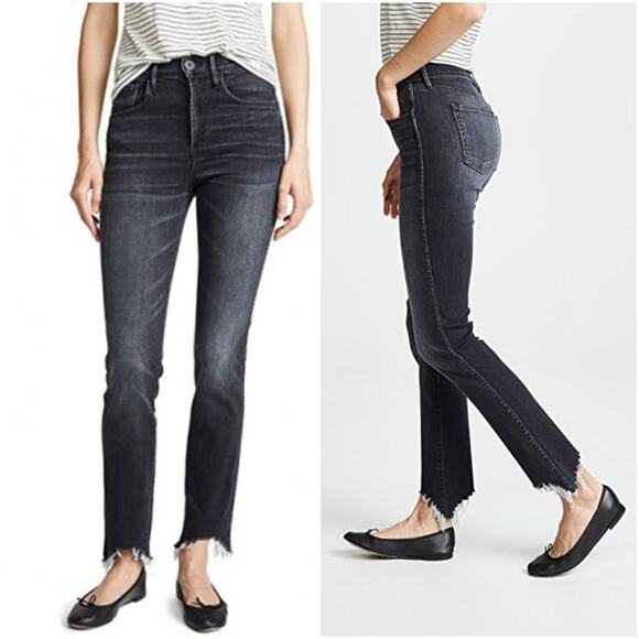 3x1 Straight Authentic Crop Black Elise Jeans 30 - Picture 2 of 14